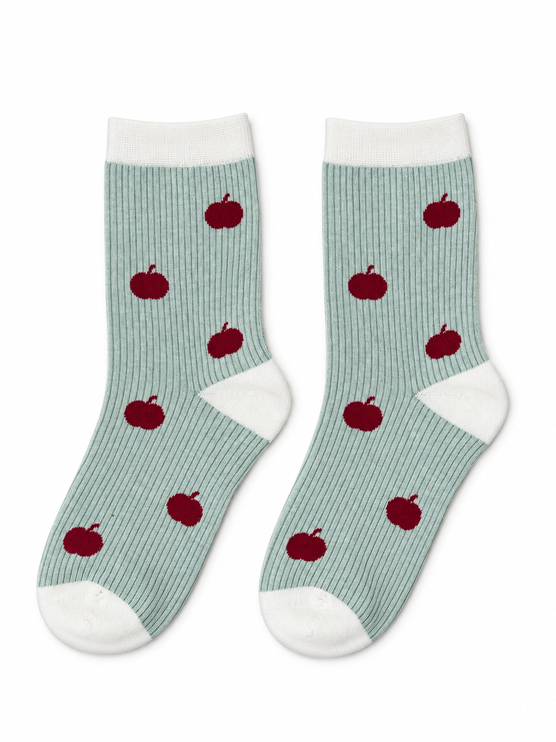 Mint Green Ribbed Apple Socks