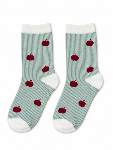 Mint Green Ribbed Apple Socks