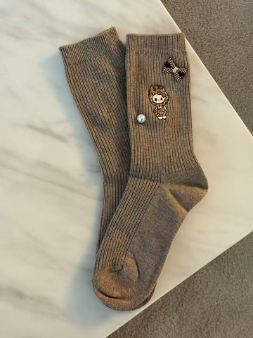 Hello Kitty® Leopard Muse Socks- Brown