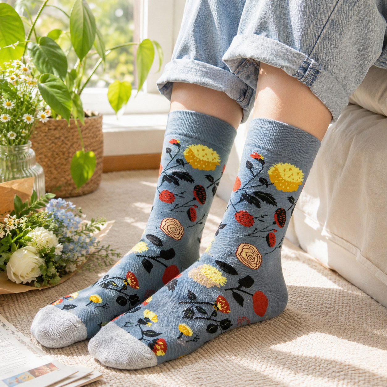 Whimsical Art & Nature Crew Socks – Colorful Graphic Socks