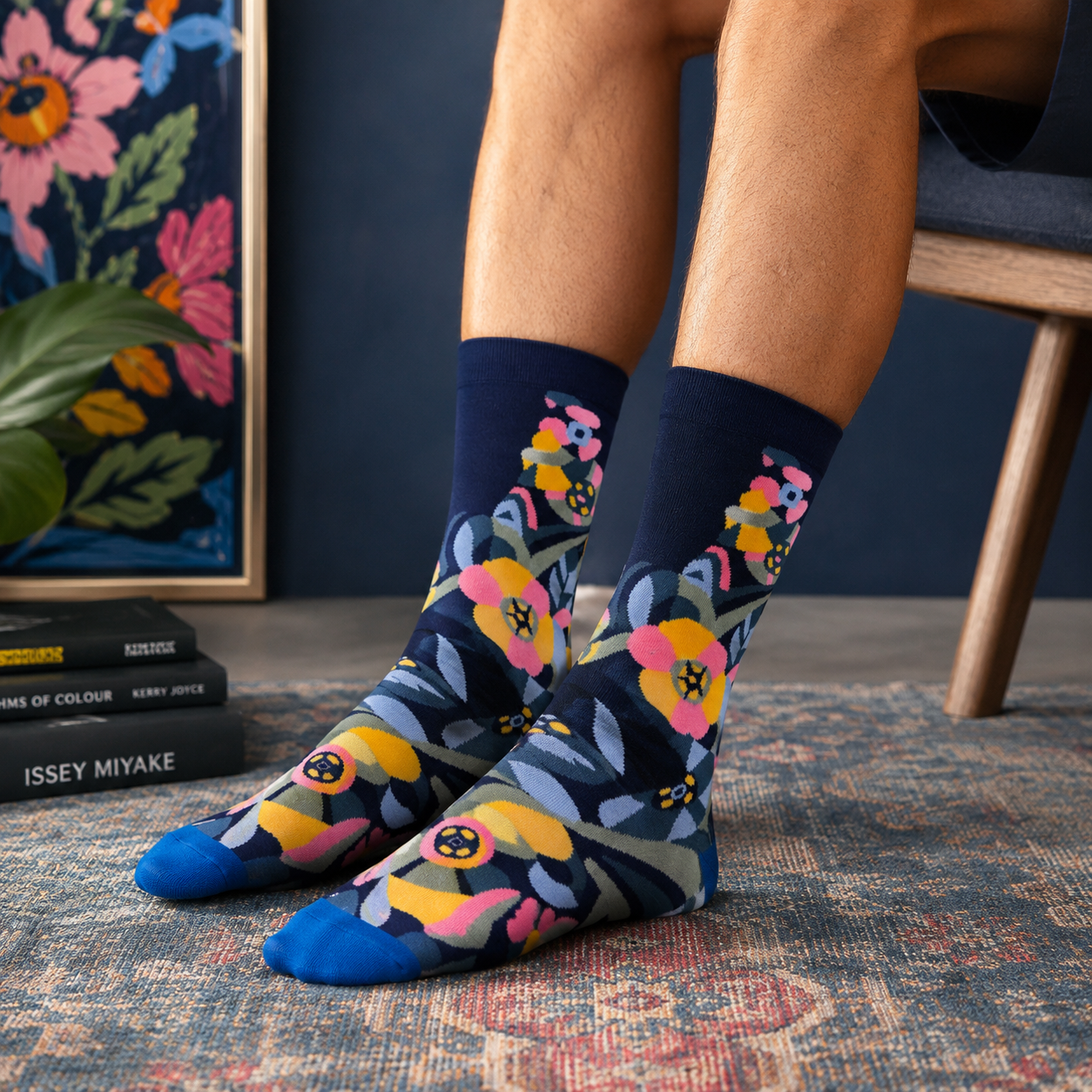 Art-Inspired Statement Crew Socks – Abstract, Floral & Portrait Designs