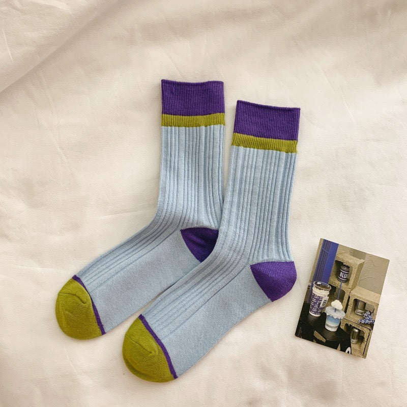 Heritage Color-Block Ribbed Crew Socks