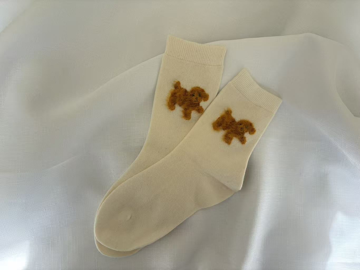 Wool-Blend Fuzzy Animal Motif Crew Socks