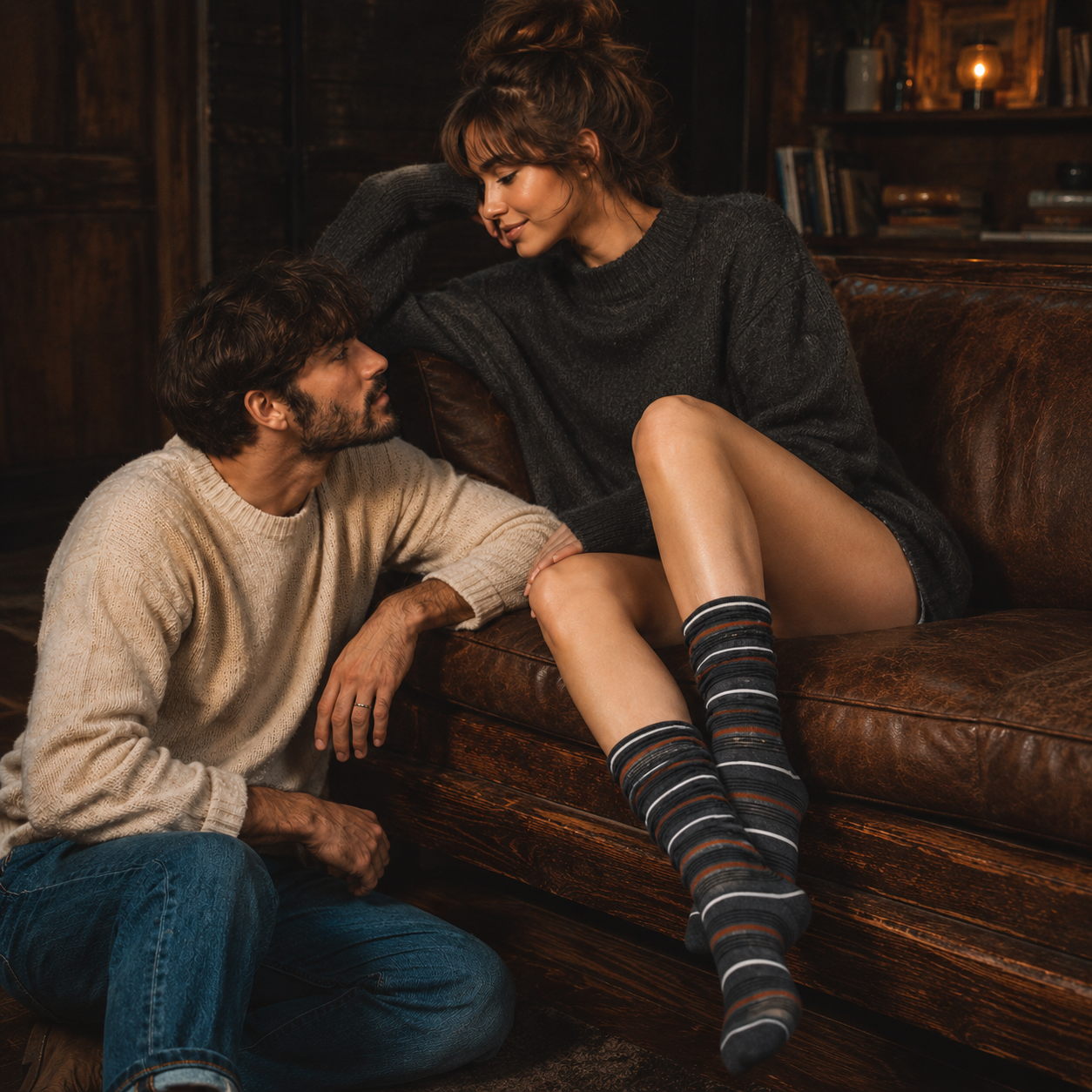 Vintage Striped Slouch Crew Socks