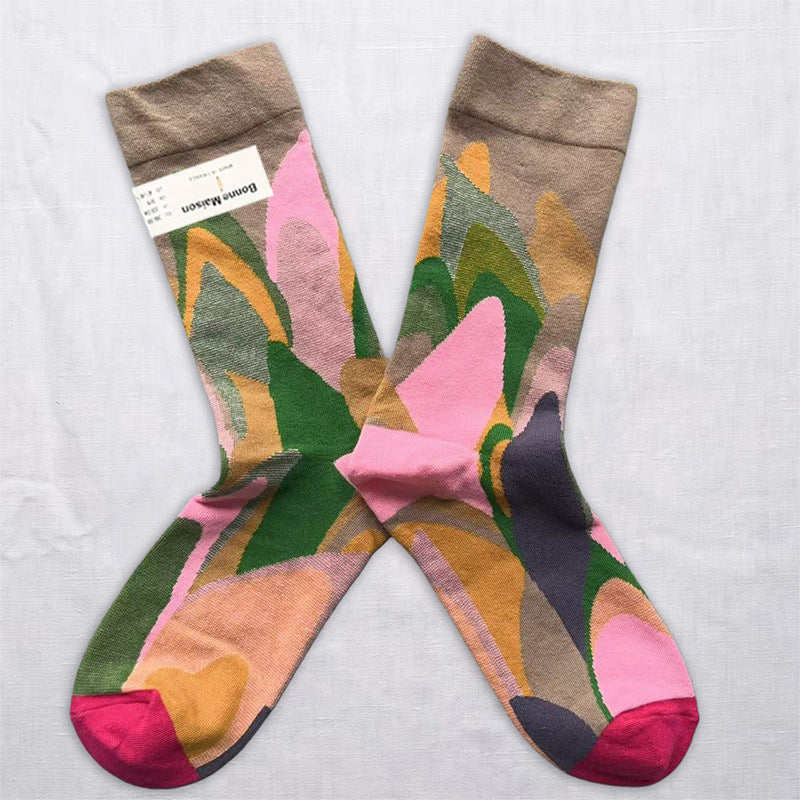 Whimsical Nature & Animal Pattern Crew Socks – 6 Artistic Designs