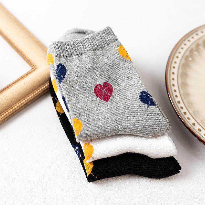 Colourful Heart Crew Socks for Women – Cute Cotton Everyday Socks