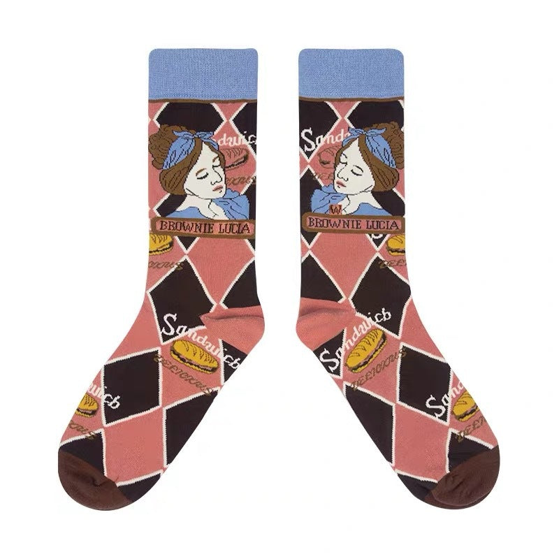 Vintage Art Illustration Crew Socks – Women’s Colourful Graphic Socks