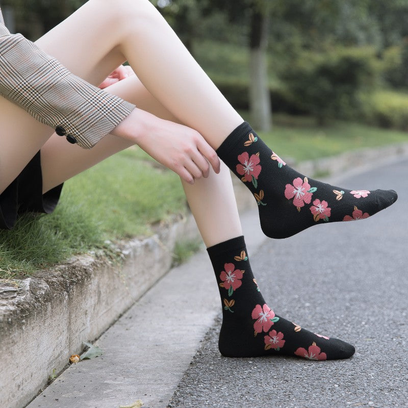 Women’s Floral Crew Socks – Soft Breathable Everyday Socks