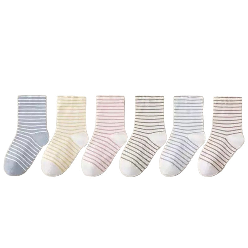 Cozy Striped Loose-Cuff Sleep Socks – Women’s Cotton Mid-Calf Lounge Socks
