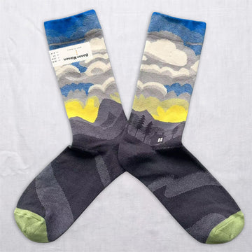 Artistic Floral & Landscape Crew Socks – 6 Unique Patterned Styles