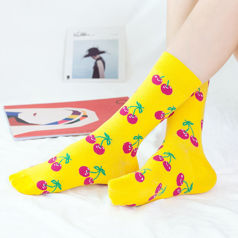 Avocado Fruit Print Mid-Calf Socks – Trendy Couple Socks for Fall & Winter