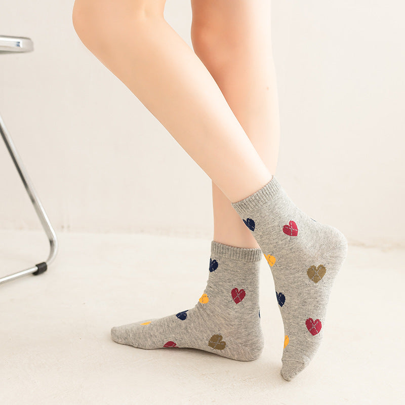Colourful Heart Crew Socks for Women – Cute Cotton Everyday Socks