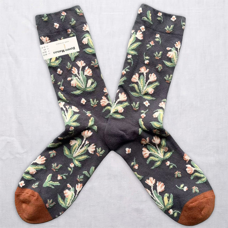 Artistic Nature & Whimsical Pattern Crew Socks – 6 Unique Designs