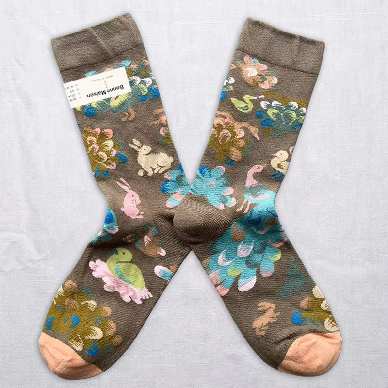 Whimsical Art Crew Socks – Floral, Animal & Abstract Designs