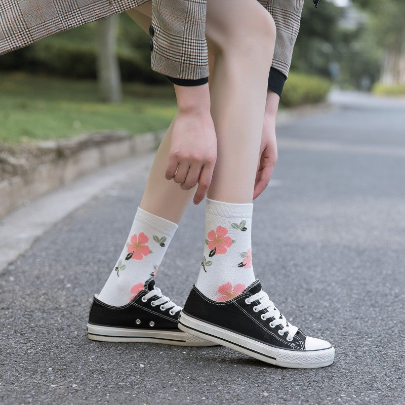 Women’s Floral Crew Socks – Soft Breathable Everyday Socks