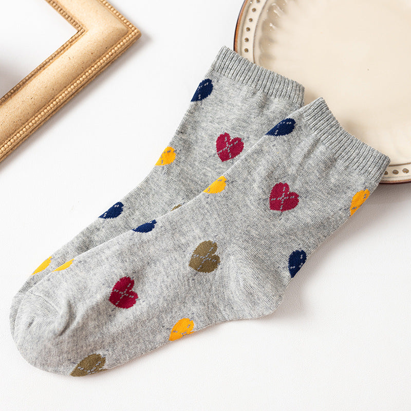 Colourful Heart Crew Socks for Women – Cute Cotton Everyday Socks