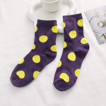 Retro Polka Dot Crew Socks – Women’s Colourful Mid-Calf Socks