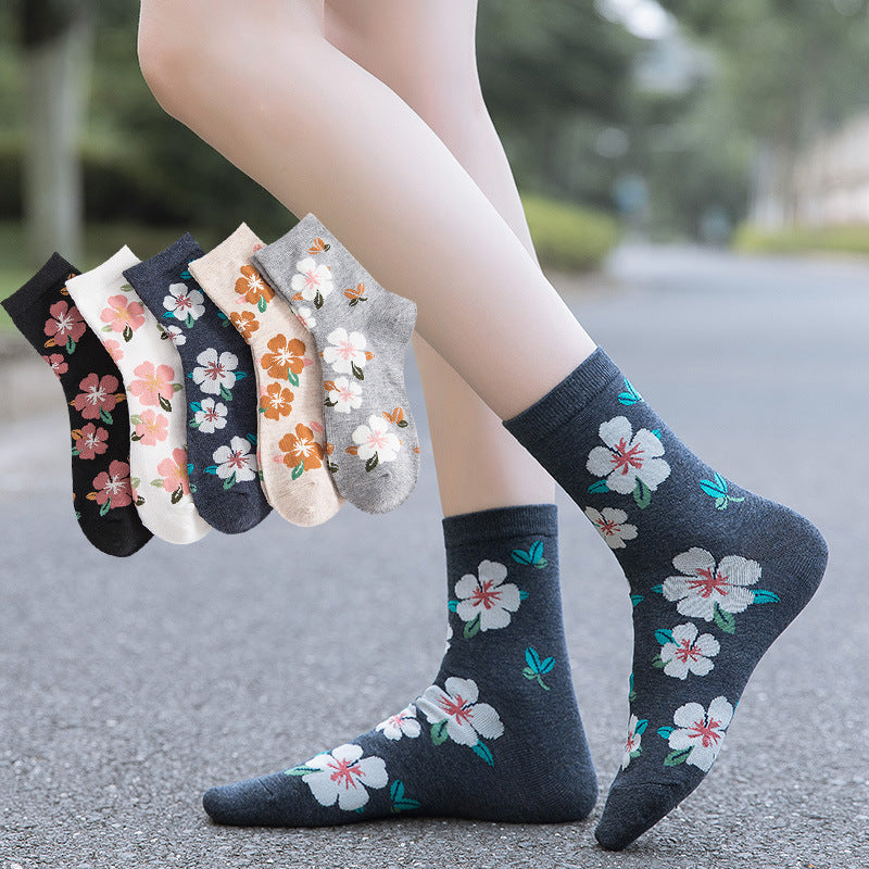 Women’s Floral Crew Socks – Soft Breathable Everyday Socks
