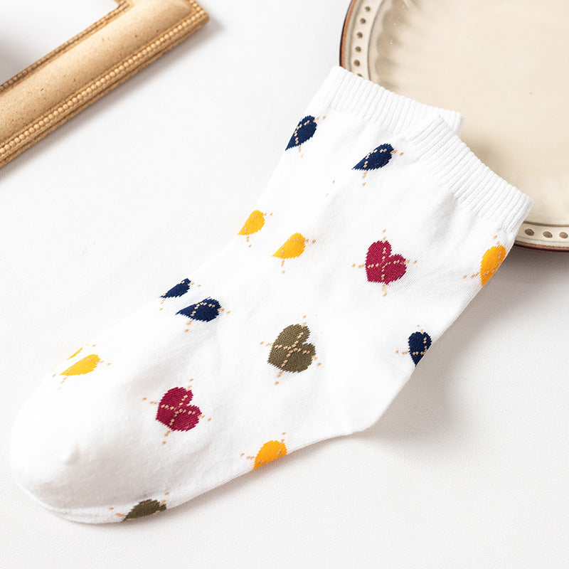 Colourful Heart Crew Socks for Women – Cute Cotton Everyday Socks