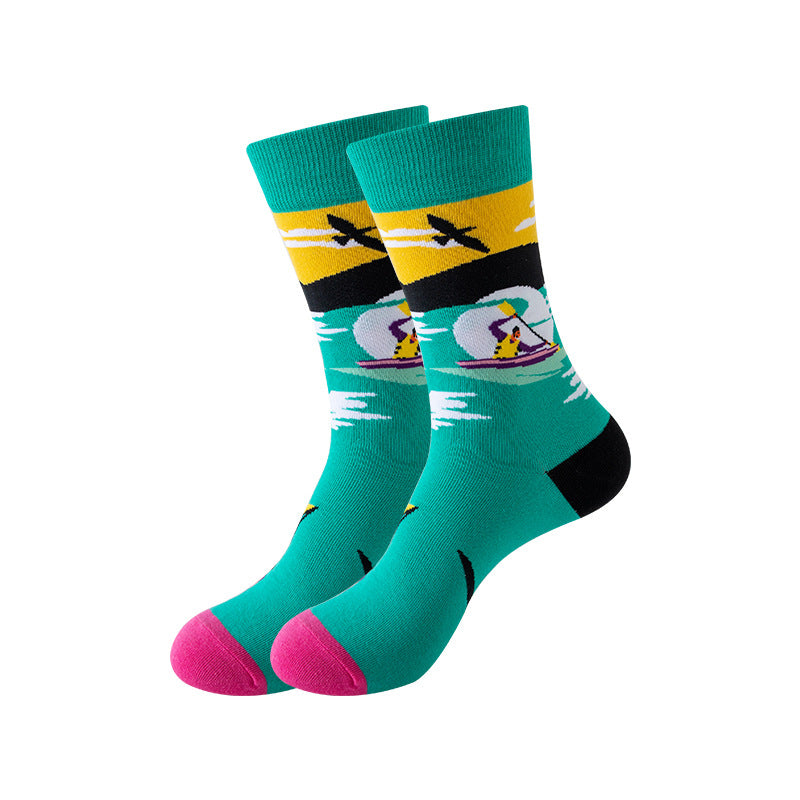 Trendy Mid-Calf Cotton Socks – Unisex Fall & Winter Crew Socks