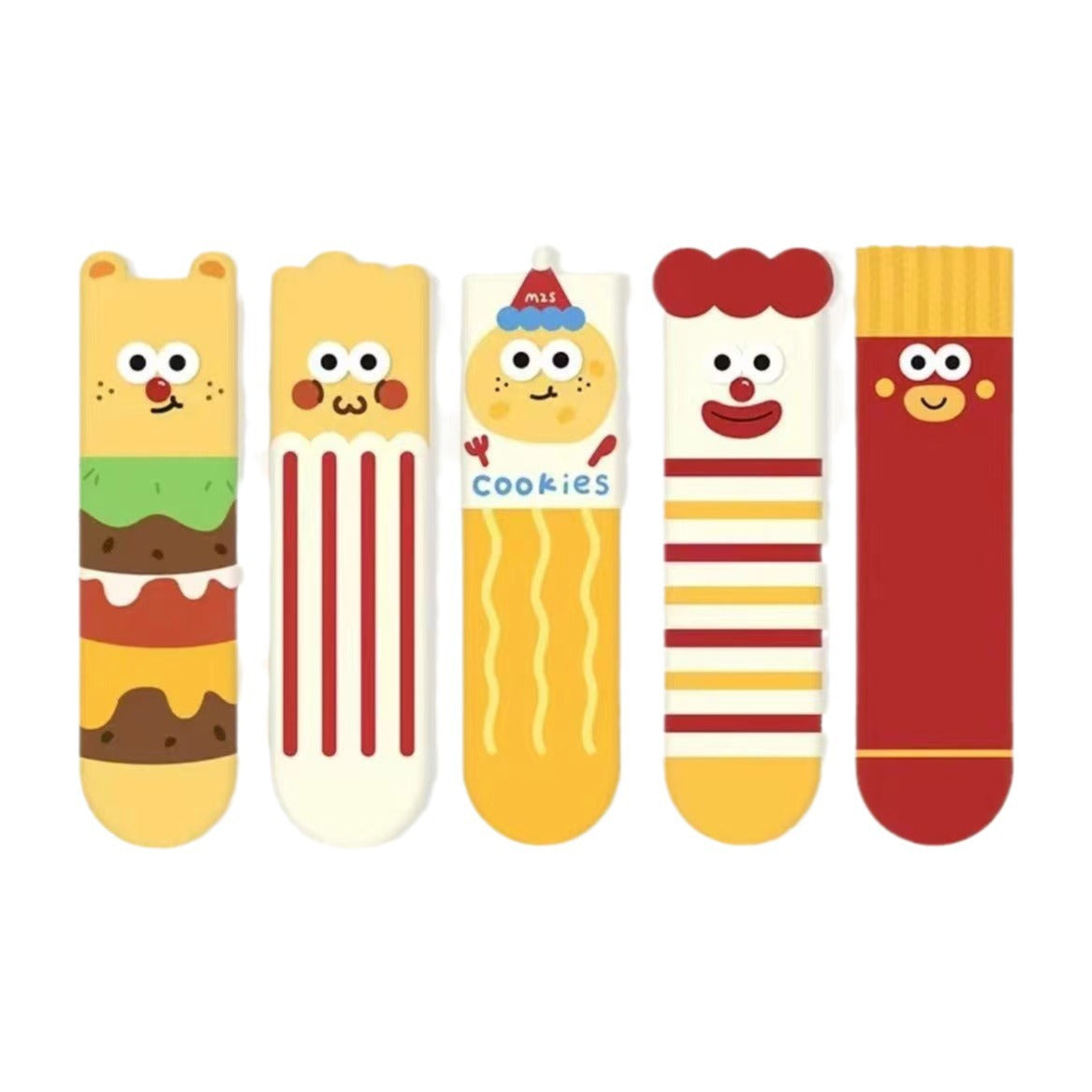 Cute Fast Food Cartoon Crew Socks – Fun Snack Pattern Cotton Socks