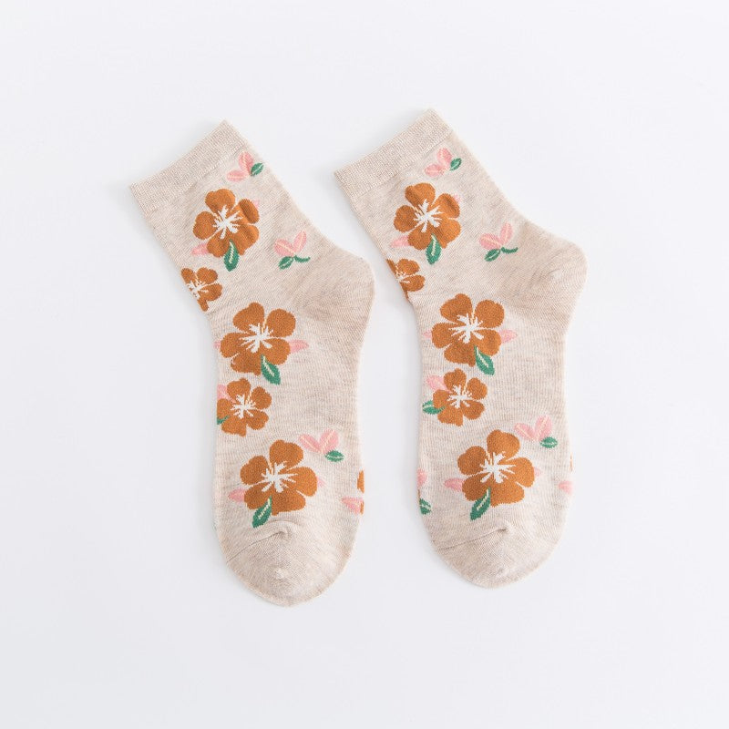 Women’s Floral Crew Socks – Soft Breathable Everyday Socks
