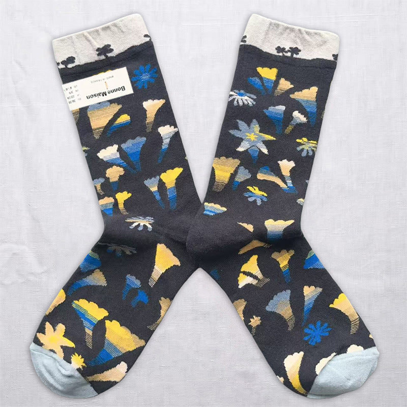Whimsical Art & Nature Crew Socks – Colorful Graphic Socks