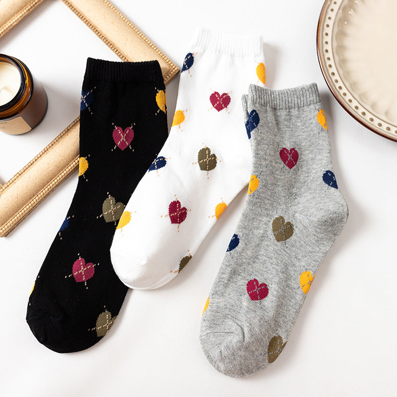 Colourful Heart Crew Socks for Women – Cute Cotton Everyday Socks