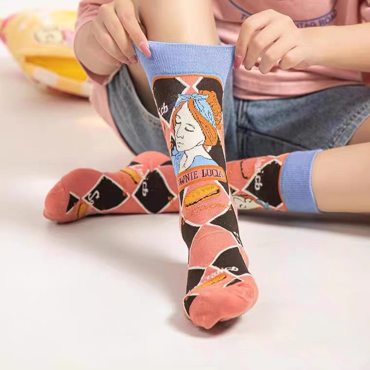 Vintage Art Illustration Crew Socks – Women’s Colourful Graphic Socks