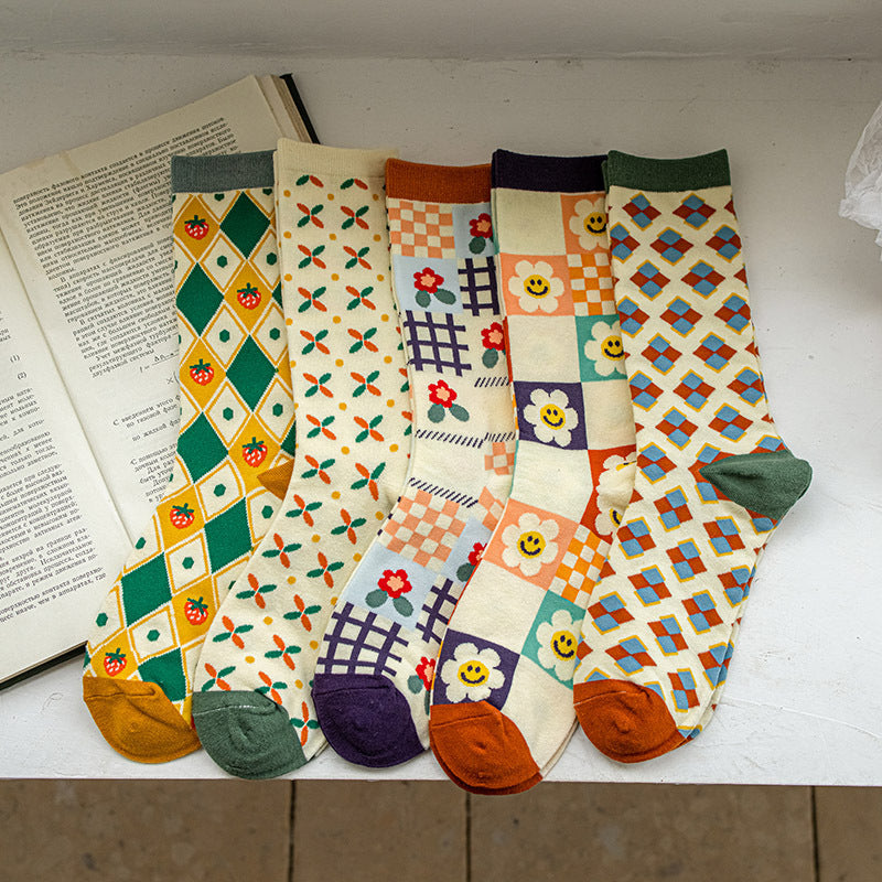 Cute Patterned Crew Socks for Women