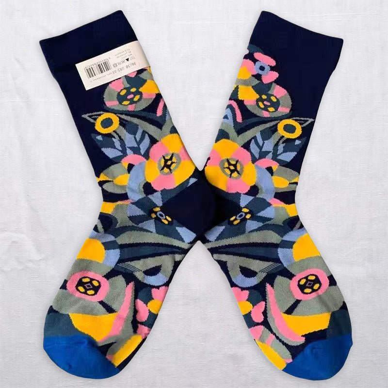 Art-Inspired Statement Crew Socks – Abstract, Floral & Portrait Designs