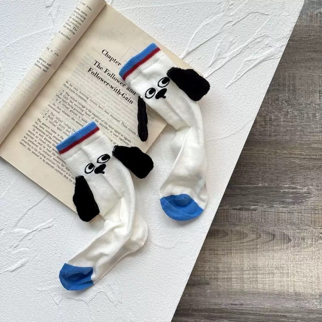 Cute 3D Animal Ear Cotton Crew Socks – Elephant & Puppy