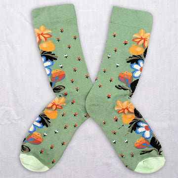 Whimsical Nature & Animal Pattern Crew Socks – 6 Artistic Designs