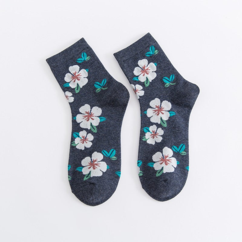 Women’s Floral Crew Socks – Soft Breathable Everyday Socks