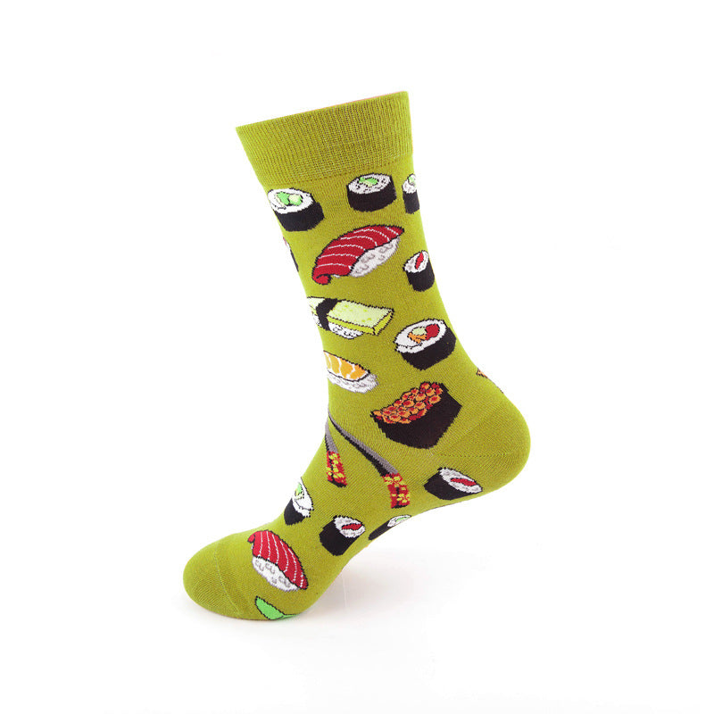 Avocado Fruit Print Mid-Calf Socks – Trendy Couple Socks for Fall & Winter