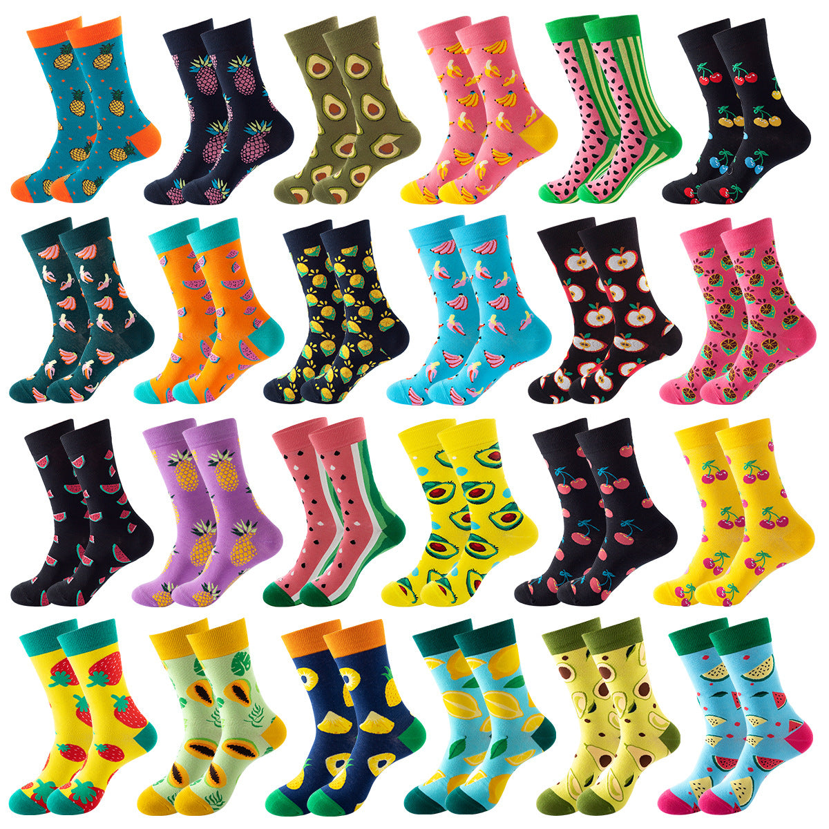 Avocado Fruit Print Mid-Calf Socks – Trendy Couple Socks for Fall & Winter