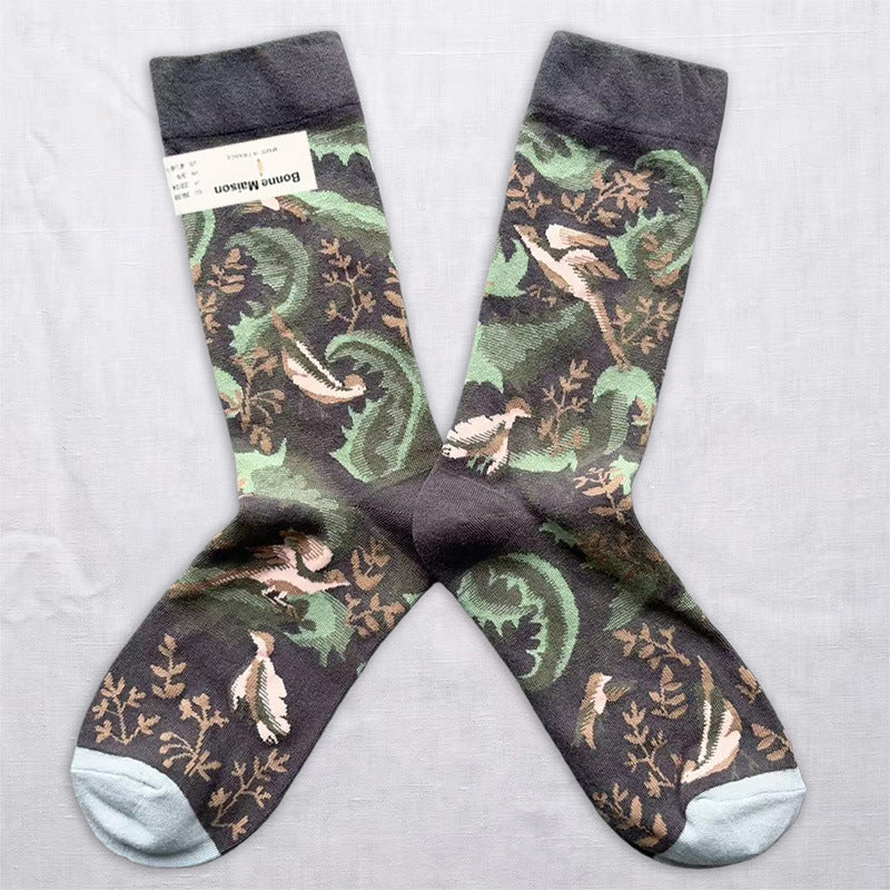 Artistic Nature & Whimsical Pattern Crew Socks – 6 Unique Designs