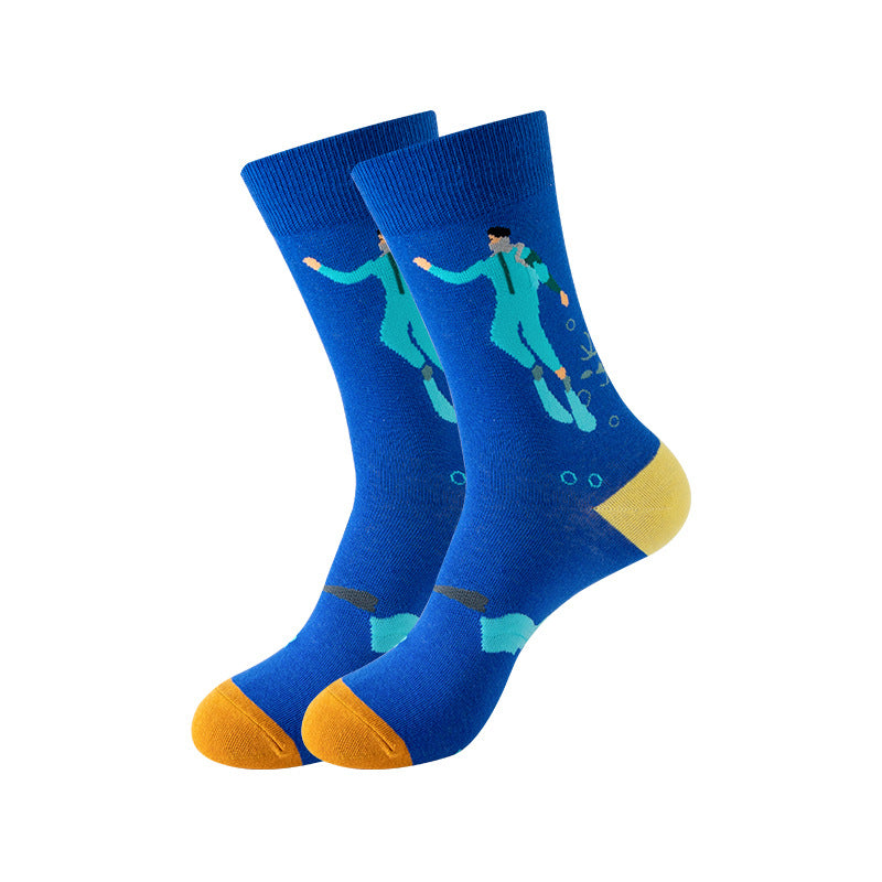 Trendy Mid-Calf Cotton Socks – Unisex Fall & Winter Crew Socks