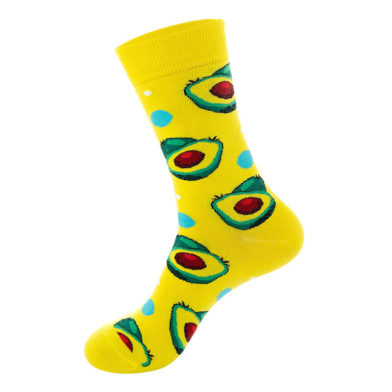 Avocado Fruit Print Mid-Calf Socks – Trendy Couple Socks for Fall & Winter