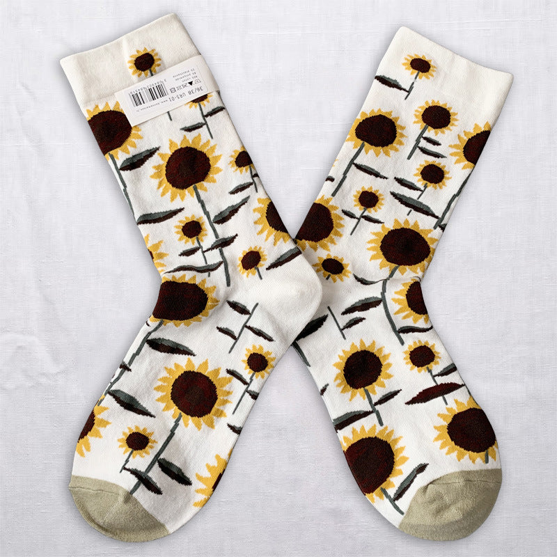 Artistic Nature & Whimsical Pattern Crew Socks – 6 Unique Designs