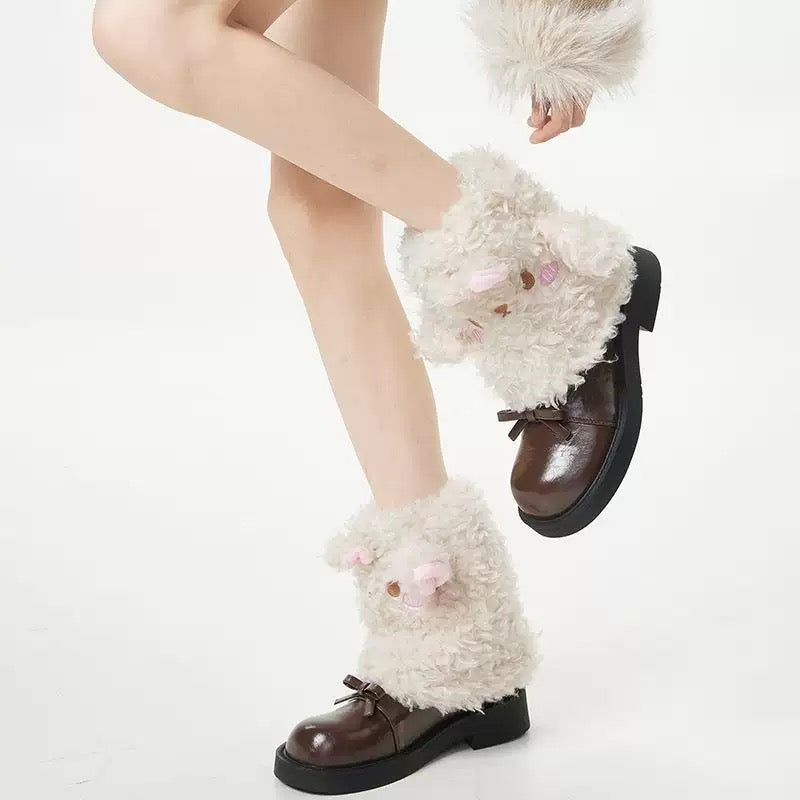 Fluffy Bow Kitty Socks
