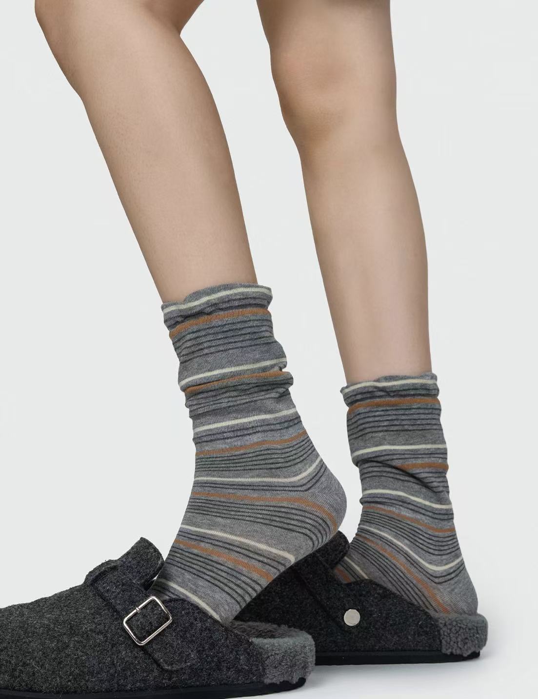 Vintage Striped Slouch Crew Socks