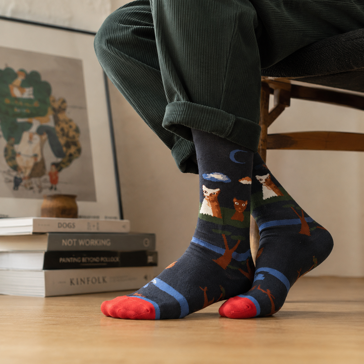 Whimsical Storybook Art Crew Socks – Animal, Floral & Woodland Designs