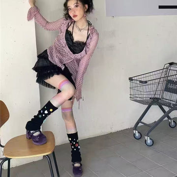 Harajuku Pastel Button Leg Warmers