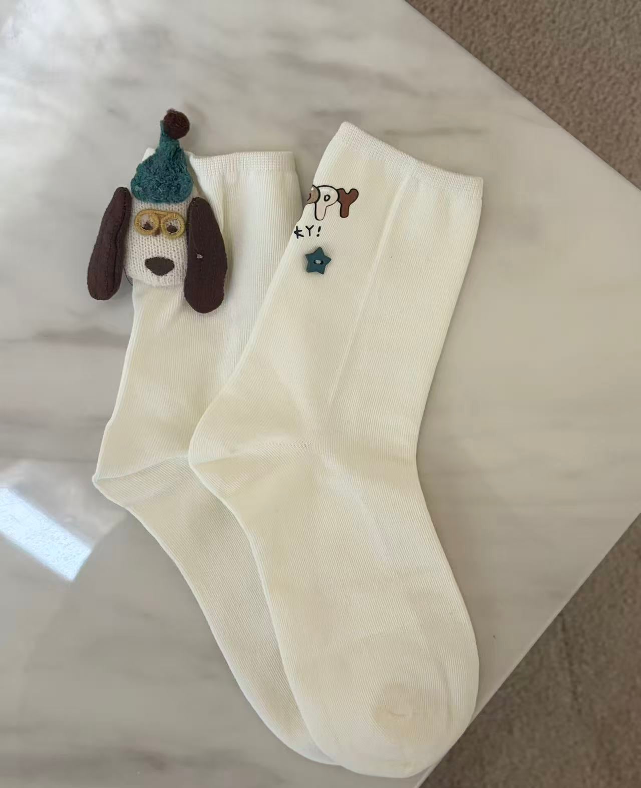Lucky Pup Ribbed Socks