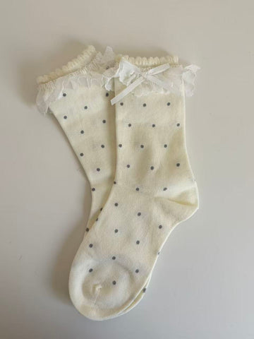 Vintage Polka Dot Lace Ruffle Socks