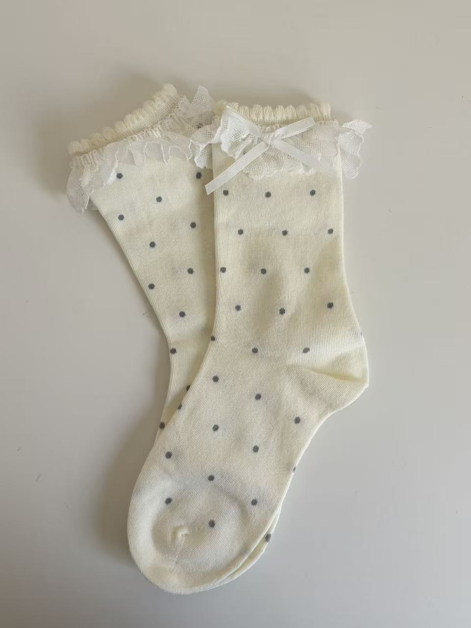 Vintage Polka Dot Lace Ruffle Socks