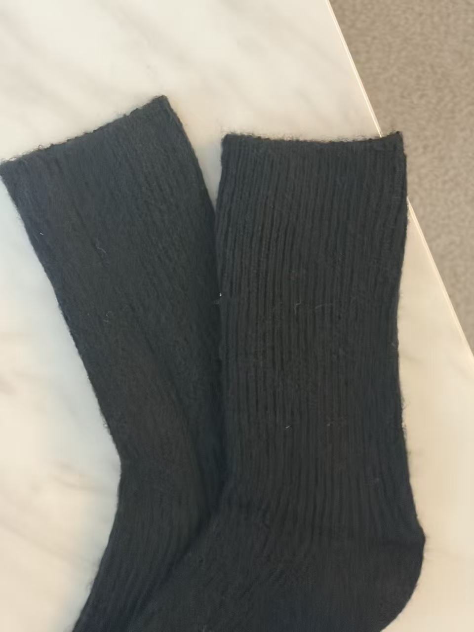 Wool-Blend Crew Socks- Black