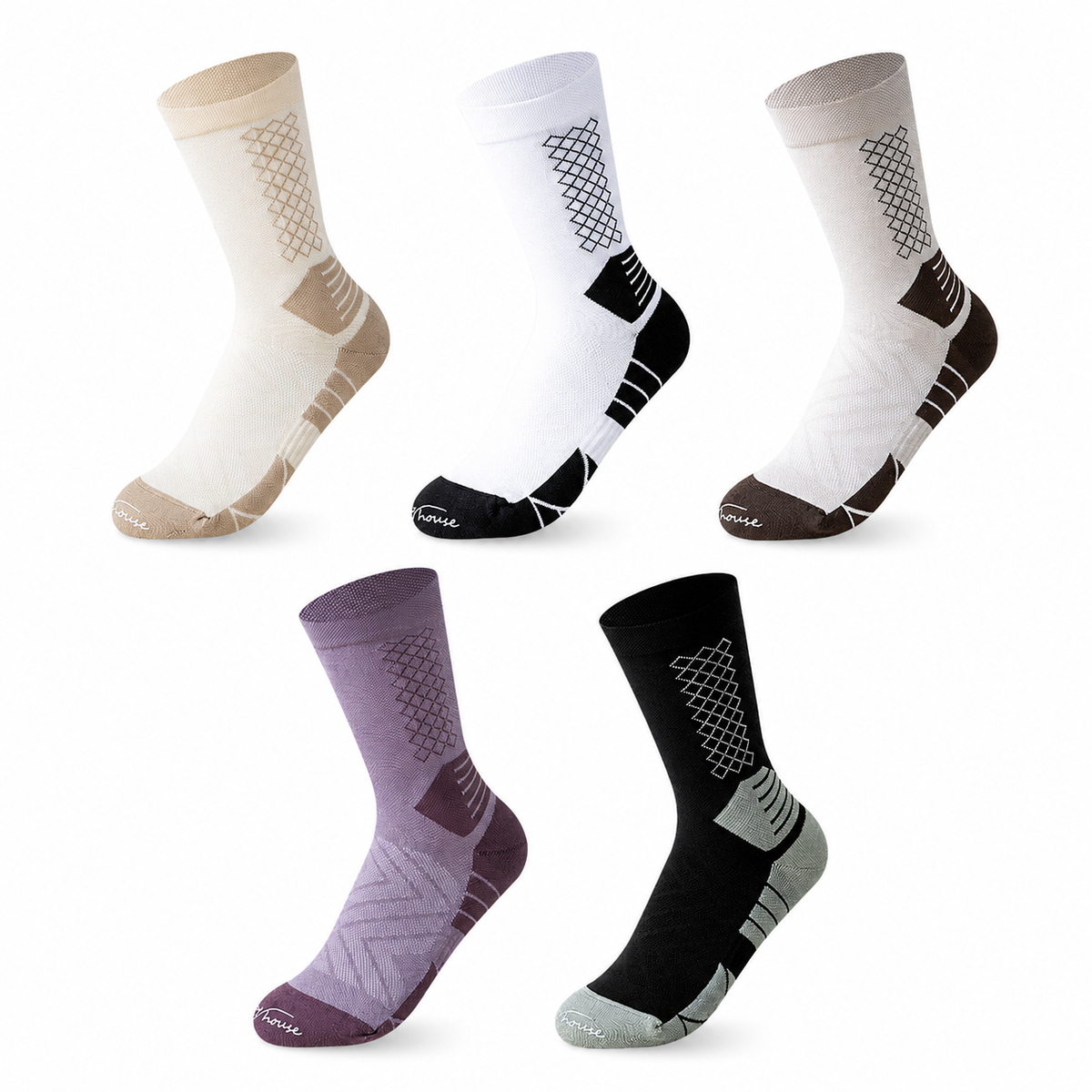 Women’s Breathable Mesh Hiking Crew Socks – Cushioned Quick-Dry Sports Socks