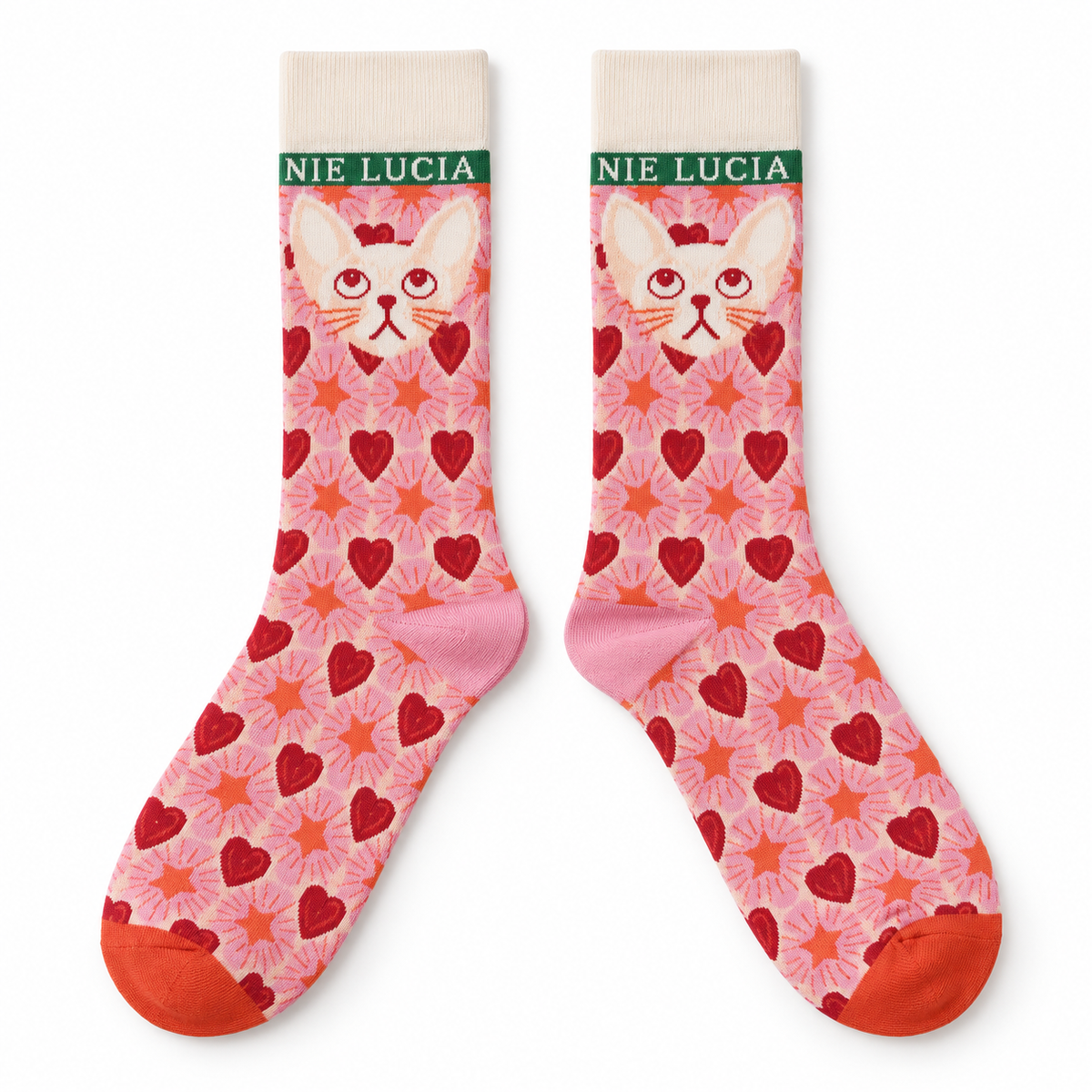 Women's Novelty Graphic Crew Socks – Colorful Cat, Heart & Retro Pattern Socks